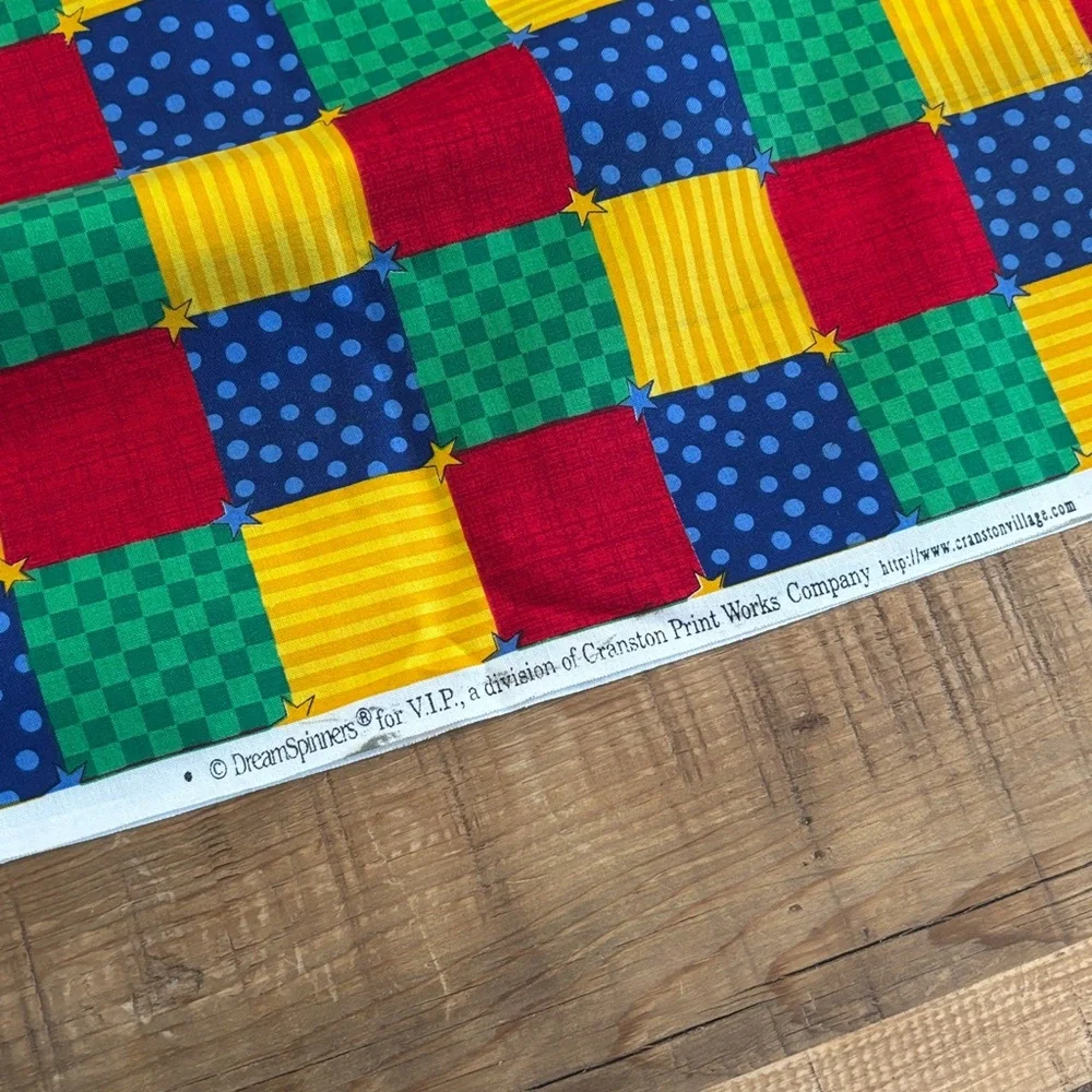 Vintage 90’s Cranston Fabric. DreamSpinners Colorful | Patchwork | 1 yd. | EUC